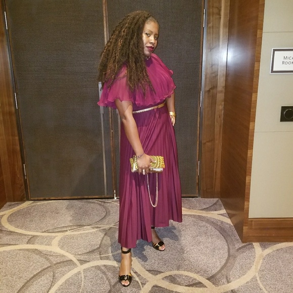 Ruby wine chiffon maxi gown vintage sz US 18 (14) - Picture 3 of 7